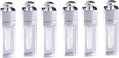 WLngtv 6 piezas de tubos de brillo labial transparente, 3ml, contenedores de tubos de brillo labial vacíos, botellas de bálsamo labial recargables transparentes, contenedores mini de lápiz labial transparente para