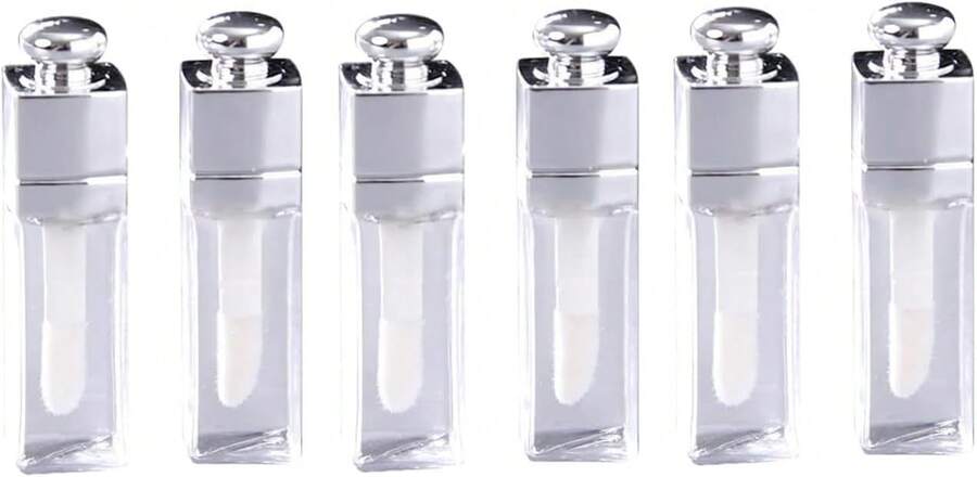 WLngtv 6 Pcs Clear Lip Gloss Tubes, 3ml, Empty Lip Gloss Tubes Containers Clear Refillable Lip Balm Bottles Transparent Mini Lipstick Containers For - White - View 1