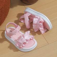 Lugualt Girls' Fashion Ruffle & Rhinestone Decor Platform Sandals - Pink - View 11