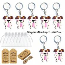 12 Sets Cute Panda Party Favors Including Keychains And Thank You Tags, Great For Panda Lovers, Animal Theme Birthday - Multicolor - View 9