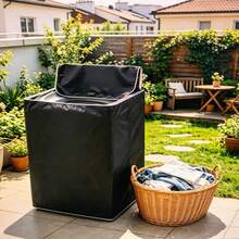 Top-Loading Washing Machine Cover, Durable Oxford Fabric Material, Suitable For Most Top-Loading Washing Machines, Applicable For Indoor And Outdoor Environments, Balcony, Bathroom And Other Places, Outdoor Dedicated Home Appliance Protective Cover - Black - View 2