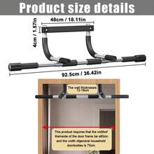 DDCAQIOUA No-Drill Doorframe Chin-Up Bar, Multi-Grip Chin-Up Bar, Scratch-Resistant U-Shaped Structure, Home Gym Equipment For Renters, Small Apartments, Industrial Design, Black, Rustproof - Black - View 3