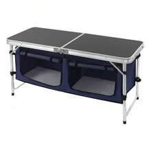Outdoor Folding Camping Table Black Folding Camping Table With Adjustable Legs - Blue-black - View 7