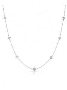 ConiiW A Classic And Romantic 925 Sterling Silver 0.7-Carat Moissanite Choker, Perfect For Everyday Wear Or Parties. - Silver - View 3