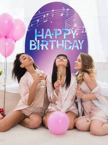 1pc Shiny Polyester KPOP Birthday Arch Backdrop,Purple Bokeh Musical Staff Happy Birthday Pattern,Backdrop,Music Notes Note,Wall Decor,Party Supplies,Room Decor,KPOP,Music,Birthday Decoration,Sparkly Concert Style Home Indoor Photo Wall Decor - A - View 7