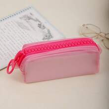1pc Jelly-Like Stationery Storage Box, 5 Colors Available, Dopamine Pencil Case, Minimalist Solid Color Durable Bag, Upright Stable, Large Capacity Daily Stationery Box, Back To School Gift, School Activity Giveaway, Large Zipper Pencil Pouch - Multicolor - View 14