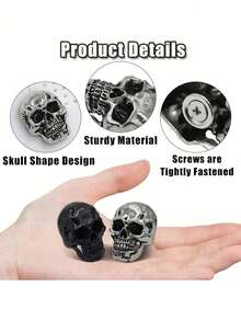 2Pcs- Skull Decor Buttons, Punk Metal Rivet Screws, Vintage Metal DIY Decorations, Suitable For Bags, Hats, Shoes, Jackets, Belts, Jeans, Screw Buttons, Sturdy And Difficult To Fall Off - Multiple Styles - View 9