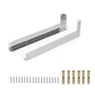 1 Pair Floating Shelf Brackets Triangular Wall Mounted Easy Install Heavy Duty Space Saving Brushed Stainless Steel