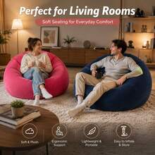 Comfortable Flocked Inflatable Bean Bag Sofa, Waterproof Leak-Proof Inflatable Lounge Chair, Lightweight Foldable Portable Inflatable Seat, Multiple Colors Available, Suitable For Home Relaxation, Outdoor Camping, Beach Party, Balcony Leisure And Office Nap - Multicolor - View 8