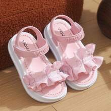 Caweiny Girls' Fashion Sunny Sandals, Summer Lace Princess Shoes, Sweet Stylish Versatile Non-Slip Soft Sole Comfortable Pretty - Pink - View 10