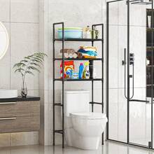 Estante de almacenamiento para baño, estante para inodoro, toallero, negro - Ver 7