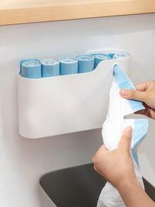 1 hộp đựng túi rác treo tường không cần khoan, hộp sắp xếp túi nhựa, phù hợp cho phòng trẻ em - Nhiều màu - Xem 2