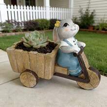 1pc Exquisite Rabbit Flower Pot, Resin Craft Succulent Planter, Garden Landscape Decor, Personalized Ornament, High Aesthetic Value - Animal - View 2