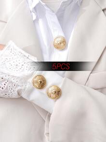 1/2/5pcs 23mm Vintage Totem Pattern Round Button Covers, Metal Button Covers, Detachable Button Covers With Clips, 3D Decorative Buttons For Clothing, Button Snaps With Pliers, Suitable For Dresses, Evening Gowns, Shirts Accessories - Multicolor - View 16