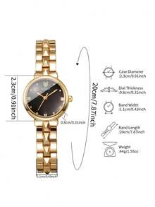 Women's Luxury Rhombus Patchwork Alloy Band Quartz Watch, Classic Minimalist Dial Bracelet Wristwatch, Gift For Girlfriend (1pc/Set) Watch Box Not Included - Gold - View 5