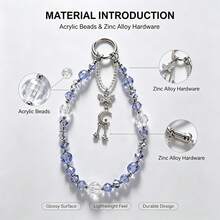 1pc Cool Ice Blue Crystal Phone Chain, Star Moon Butterfly Pendant, High-End Girl Style Phone Lanyard (Due To Shooting Angle And Magnification, Actual Size May Slightly Differ From The Photo) - Transparent Blue - View 4