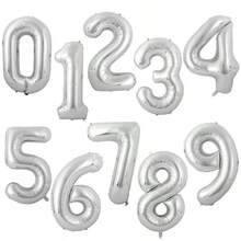 32 Inch Silver Number Foil Balloon, Large Standing Mylar Number Balloon For Birthday Party Decor, Anniversary, Store Opening - 32-inch Silver Number Balloon - View 1