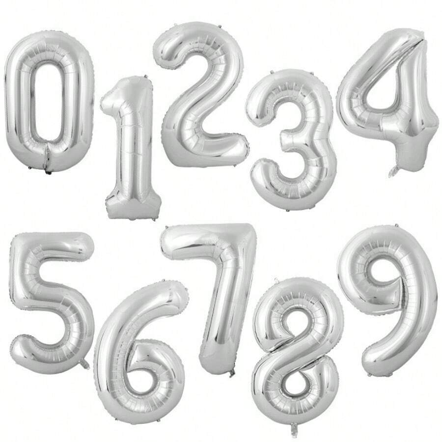 32 Inch Silver Number Foil Balloon, Large Standing Mylar Number Balloon For Birthday Party Decor, Anniversary, Store Opening - 32-inch Silver Number Balloon - View 1
