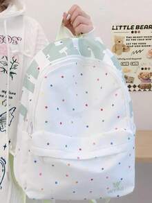 กระเป๋าเป้คลาสสิกสีพื้นความจุขนาดใหญ่ - สีเขียว - ดู 4