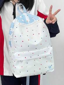 กระเป๋าเป้คลาสสิกสีพื้นความจุขนาดใหญ่ - สีน้ำเงิน - ดู 3