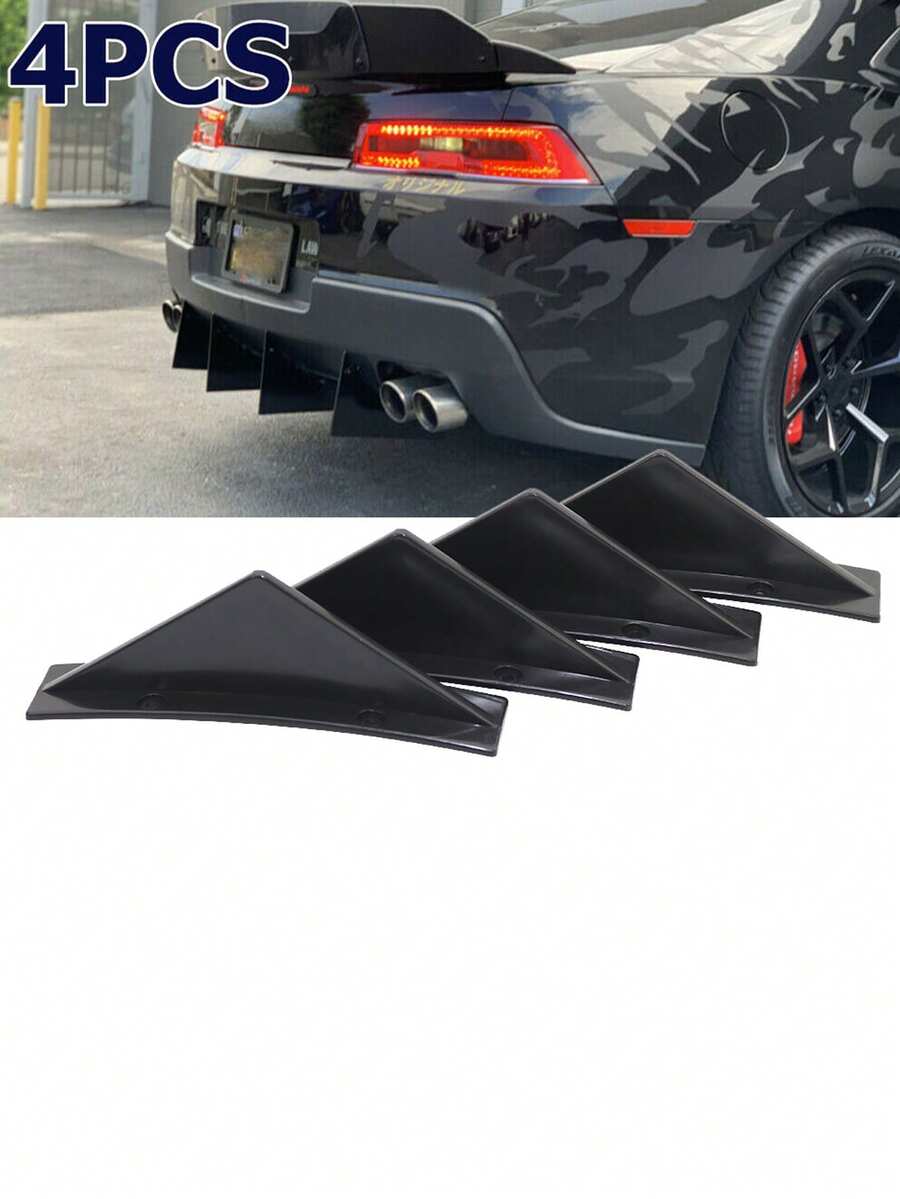 1 Juego de difusor de parachoques trasero de coche negro de ABS - Negro - Ver 1