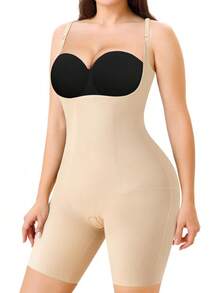 Nebility Shapewear Bodysuits For Women Tummy Control Body Shaper Butt Lifter Open Bust Mid-Thigh Compression Body Suits - Beige - View 1