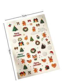 1pc Christmas Tree Gingerbread Man Reindeer Wreath Pattern Transparent Sticker, Vintage Holiday Embossed Irregular Cutout, Suitable For Nail Art, Digital Devices, Gift Boxes, Gift Bags DIY Christmas Scene Decoration - Christmas Stickers - View 6