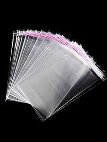 100pcs Clear OPP Self-Adhesive Bags, Double-Layer 5 Mil Transparent Dustproof Plastic Packaging Bags, Multiple Sizes, Resealable Storage Bags For Jewelry, Small Accessories, Keychains, Pendants, Cards, Baking & Gift Packaging - Multicolor - View 1