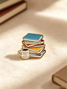 1/3pcs Women's Brooch, Creative Book-Shaped Metal Brooch Set, Bookworm Series Enamel Brooch 3 Pieces Set, Personalized Ins Style Book Decoration, Fun Text Coffee Cup Badge, Teacher Accessory, Best Friend Gift, Student Versatile Pin, Personalized Backpack Accessory - Multicolor - View 4