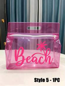 PVC Makeup Bag And Cosmetic Case, Beach Theme Printed Makeup Bag, Large Capacity Transparent Waterproof Makeup Bag, Suitable For Beach Or Pool Travel Wet And Dry Storage, Nylon Zipper Makeup Bag, Lightweight, Can Store Sunscreen, Snacks, Bikini And Beach Essentials. Suitable For Spring And Summer Storage, Durable, Can Store Swimwear, Towels And Travel Essentials, Store Shampoo, Lotion, Cosmetics. Back To School Essential - Multicolor - View 16