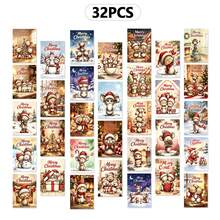 Set Of 32 Whimsical Christmas Mouse Postcards - 4X6 Inches Retro Journal Paper, Classic Pinup Artwork, Collectible Decorative Cards For Scrapbooking & Craft Projects - Sets - View 5