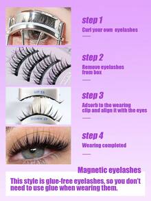 Magnetic Segmented False Eyelashes, Glue-Free, With Storage Tray, Natural Fish Tail Style, Eye-Enlarging - View 4