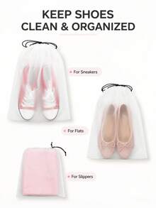 5/10/20pcs Transparent Plastic Travel Shoe Bags, 15.7" X 11.8" / 40cm X 30cm, Portable Drawstring Storage Bags, Waterproof & Dust-Proof Shoe Storage Bags, Drawstring Shoe Covers, Suitable For Sports Shoes, Clothes, Dirty Laundry, Luggage, Bedroom, Closet, Essential For Travel And Daily Home Use - View 4
