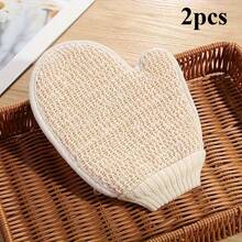 2-In-1 Linen Frosted Bath Mitt, Towel Glove, Double-Sided Exfoliating Mitt, Suitable For SPA Massage And Body Exfoliation, Body Scrub, Bath Accessories, Exfoliating Gloves - View 9
