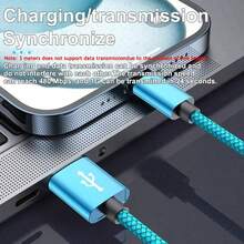 3条装 USB-A 转 USB-C 快速充电数据线 [1米/2米/3米] 尼龙编织 Type-C 同步线。兼容三星 Galaxy A14 5G/A13/A54/A53/A23/A24/A03s/S23/S22 Ultra/S21/S20；也兼容 16/15 系列和各种安卓智能手机。适用于 Type-C 充电器。 - 彩色 - 查看 4