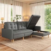 Corner Sofa With Storage, L-Shaped Sofa With Reversible Chaise Longue - Grey - View 4