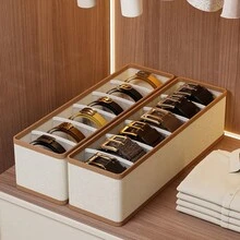 OrdoVault 6-Grid Multi-Piece Bra Storage Box, Belt Storage Basket, Closet Organizer, Foldable, Stackable, Space-Saving, Suitable For Home, Wardrobe, Sorting And Organizing Organizer - Beige, Halloween, Christmas Gift - View 3