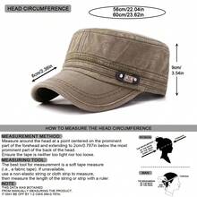 1 pieza Gorra de béisbol de hombre con parte superior plana lavada, gorra casual ajustable con protección solar, adecuada para viajes de primavera/otoño, playa y fiesta - Multicolor - Ver 2