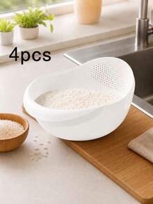 Vegetable Washing & Draining Basket, Creative Plastic Handle Strainer, Practical Multi-Functional Kitchen Tool. Product Features: Large Capacity Streamlined Design, Fast Draining & Storage - Multicolor - View 13
