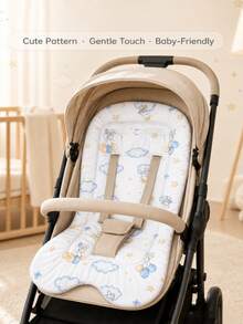 All-Season Baby Stroller Seat Cushion, Soft Skin-Friendly Baby Inner Pad, Cute Pattern Design, Easy Installation, Fits Most Strollers For Travel - 彩色 - 查看 4