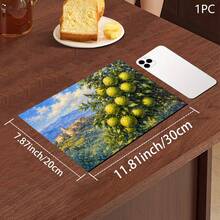 Lemon Print Pattern Drainage Mat/Absorbent Mat/Drying Mat Coffee Machine Dish Drying Mat - Absorbent Polyester Tabletop Protector With Rubber Non-Slip Backing, For Kitchen Countertop Decoration - Home Bar And Dining Table Placemat - Multicolor - View 11