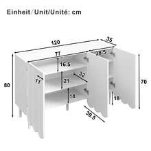 Modern Sideboard Walnut Finish - Adjustable Shelves - 120x35x80 Cm - Storage Space For Living Room, - White - View 5