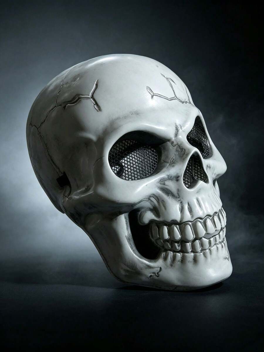 1pc Halloween Scary Full Face Mask, Horror Cosplay Ghost House Escape Room Skull Head Costume Prop - View 1
