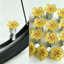 2pcs Petal-Shaped Aluminum Alloy Caps, Universal Decorative Accessories, Suitable For Bicycles And Motorcycles - Multicolor - View 2