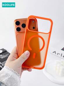 Koolife 1pc Magnetic Phone Case, PC+TPU Material, 2.0mm Thickness, Matte Surface, Skin-Friendly Design, Raised Lens Protection, Anti-Slip Anti-Drop, Compatible With IPhone 17/17 Pro/17 Pro Max - Orange - View 3