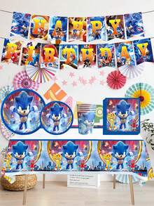 Sonic 刺蝟貓主題派對餐具，適用於節日派對、生日、居家裝飾、廚房配件、禮品 - 彩色 - 查看 8