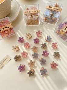 10/20pcs Random Color Combination Set Mini Flower Alloy Hair Claw Clips New Petal Design Women's Hair Clips Bangs Clips Side Hair Clips Hair Accessories Suitable For Daily Wear And Party - Multicolor - View 10