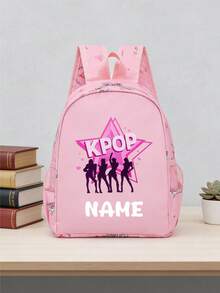 1pc Back To School Personalized Customized Backpack, Casual Versatile K-POP Theme Print, Zipper Closure Nylon Material, Adjustable Shoulder Straps, Hand-Carry, Suitable For School, Commuting, Shopping, Daily Use. Birthday Gift. - One Size - View 16