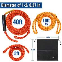 Adjustable Tow Rope For Tubing 65 Feet 4-Section Boat Tow Rope Extension Heavy Duty Ski Rope Water Sports Pontoon Towable Tube Pull Rope - Red - View 8