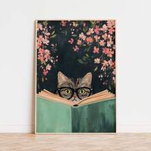Impressões em Tela Sem Moldura 1/3 Peças de Animais Intelectuais, Pombos Fofos com Óculos, Gatos, Guepardos, Decoração de Parede Floral Vibrante para Quarto, Berçário, Estudo, Biblioteca, Fazenda - A - Visão 6
